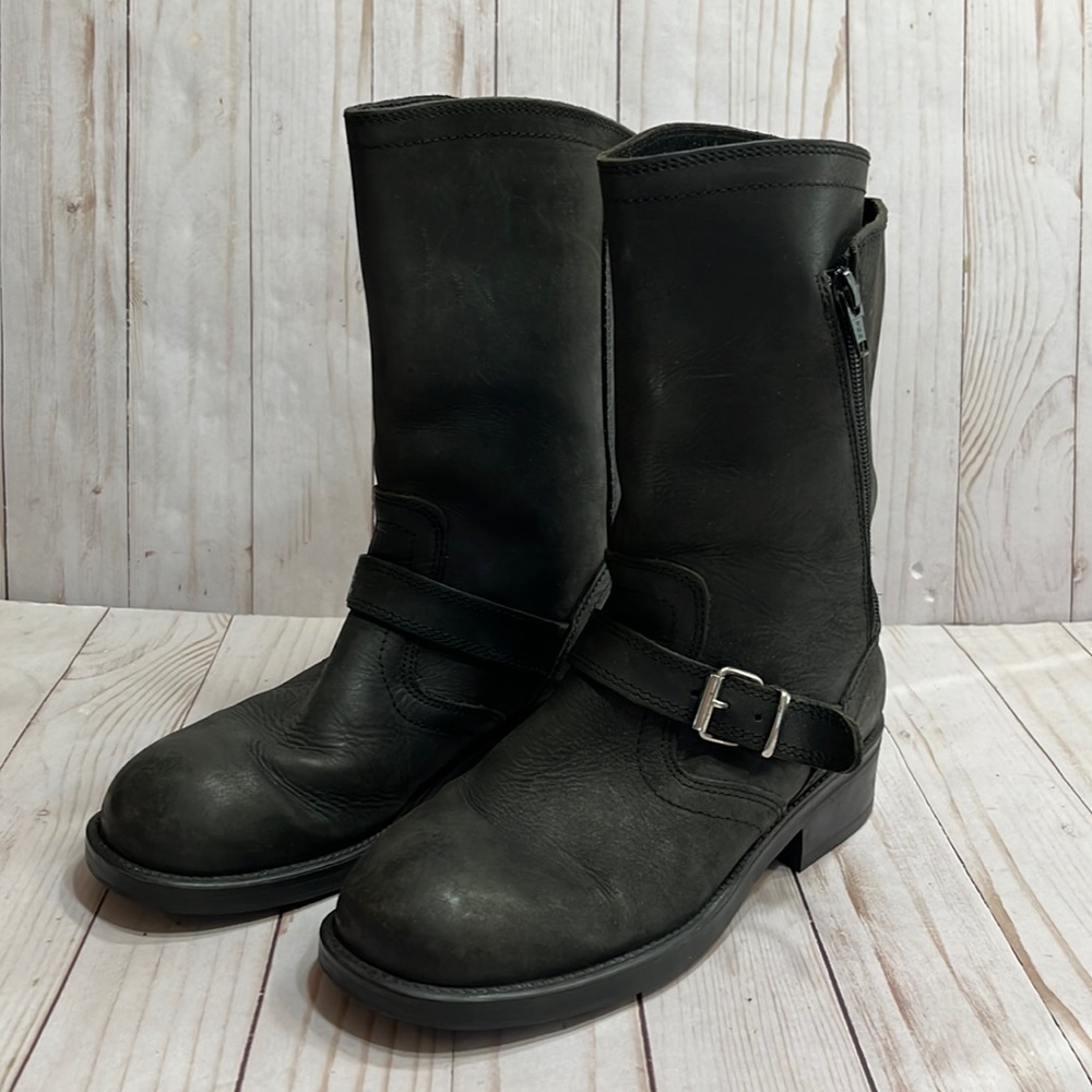 John Cooper Black Combat Moto Boots Outdoor Buffalo Shoe Size 36